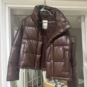 Abercrombie and Fitch vegan leather puffer jacket